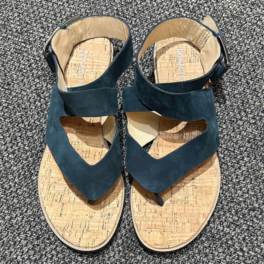 Donald J. Pliner Women's Lola Navy Suede Thong Ankle Wrap Sandals